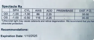 Correct prescription example