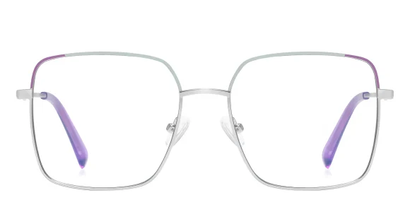 PF3059 Silver-Green-Purple eyeglass frame