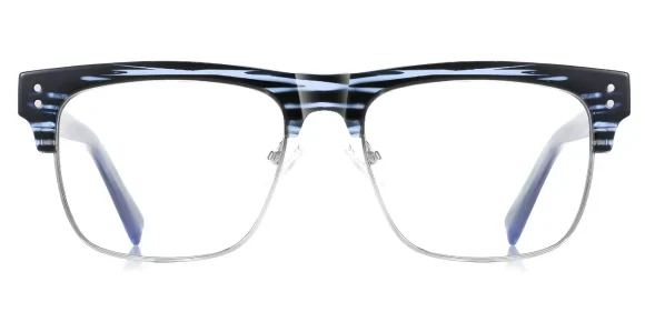 PF2203 Blue Floral-Silver eyeglass frame