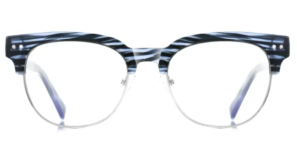 PF2204 Blue Floral-Silver eyeglass frame