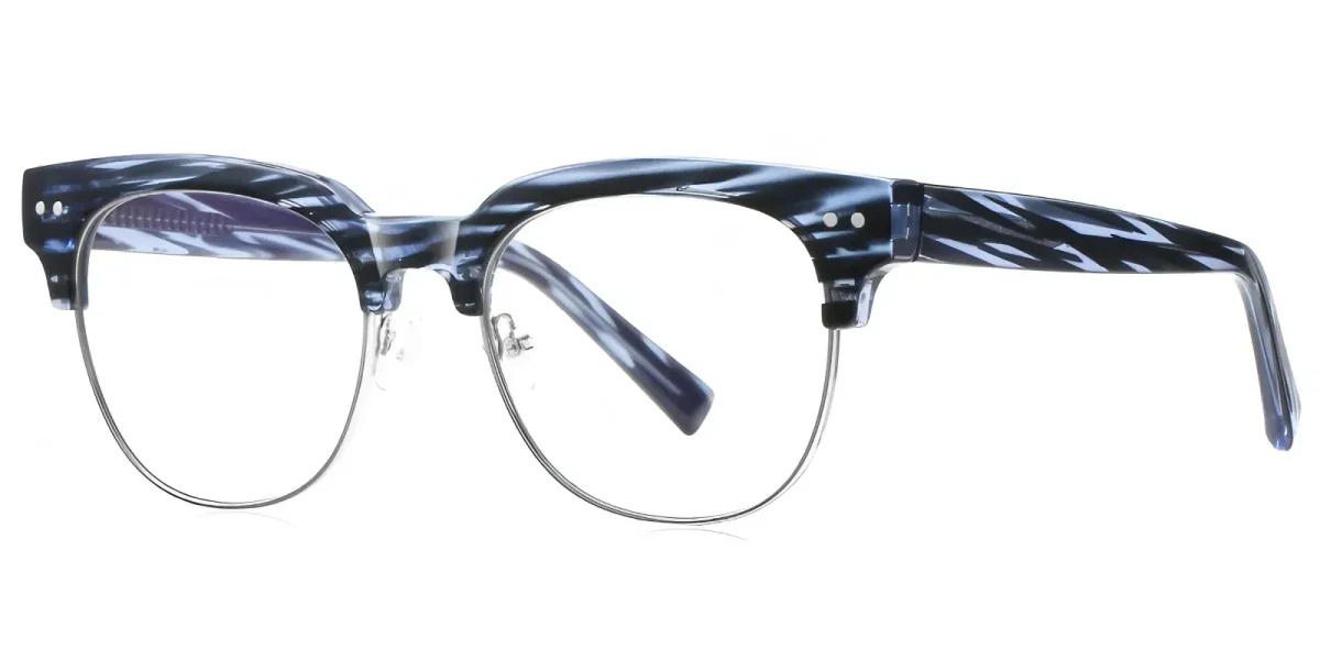 PF2204 Blue Floral-Silver Glasses 1