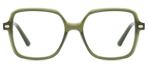Libby Clear, Green eyeglass frame